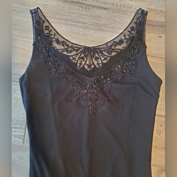 Vtg Remini By Shaw 10 Black Beaded Gown Maxi Dress Romantic 90s Gothic Formal - Picture 4 of 8